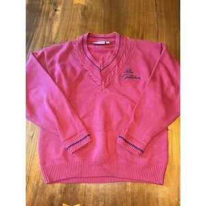 VINTAGE Greenbrier Resort Collection Cotton V Neck Sweater Small